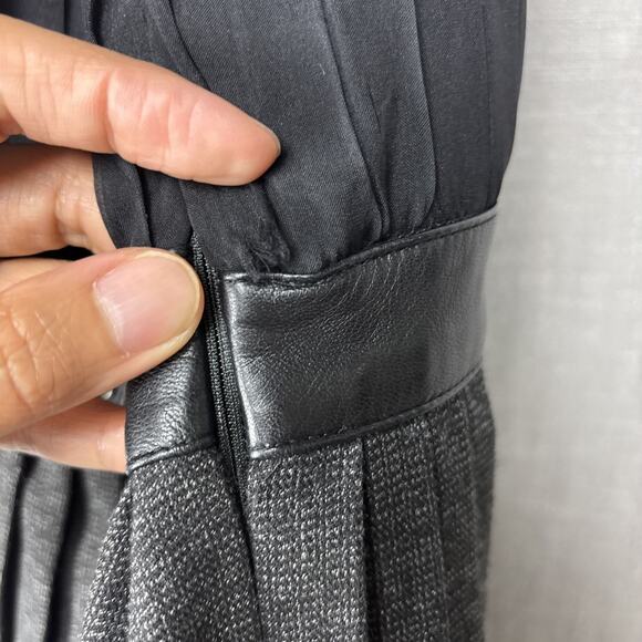 Dolce Gabbana Pleated Silk Wool Blend Dress, Gray Black, 40 - Picture 10 of 13